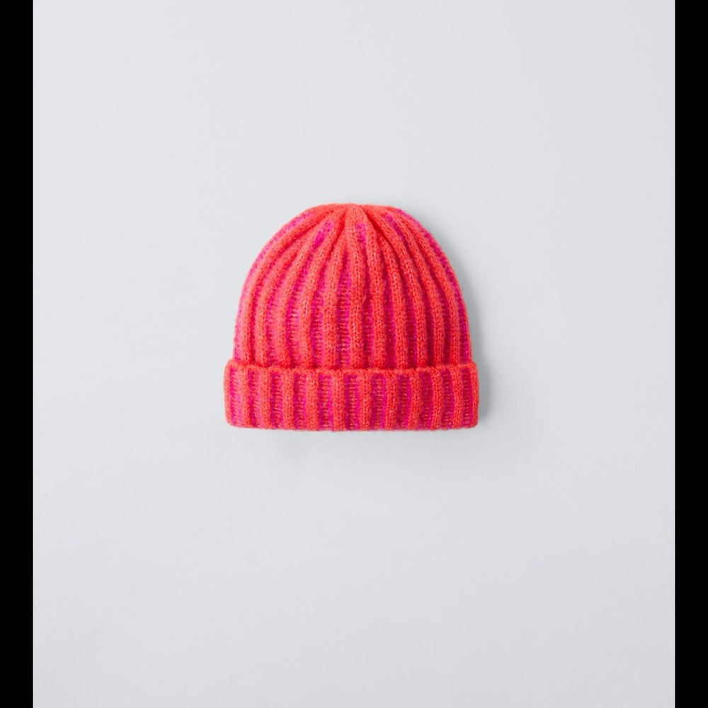 Zara Pink and Purple Knit Hat . NWT. 
1-3 years.
